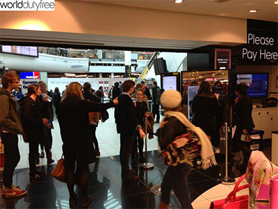 World Duty Free E-Postcard station in Gatwick Airport, Uk